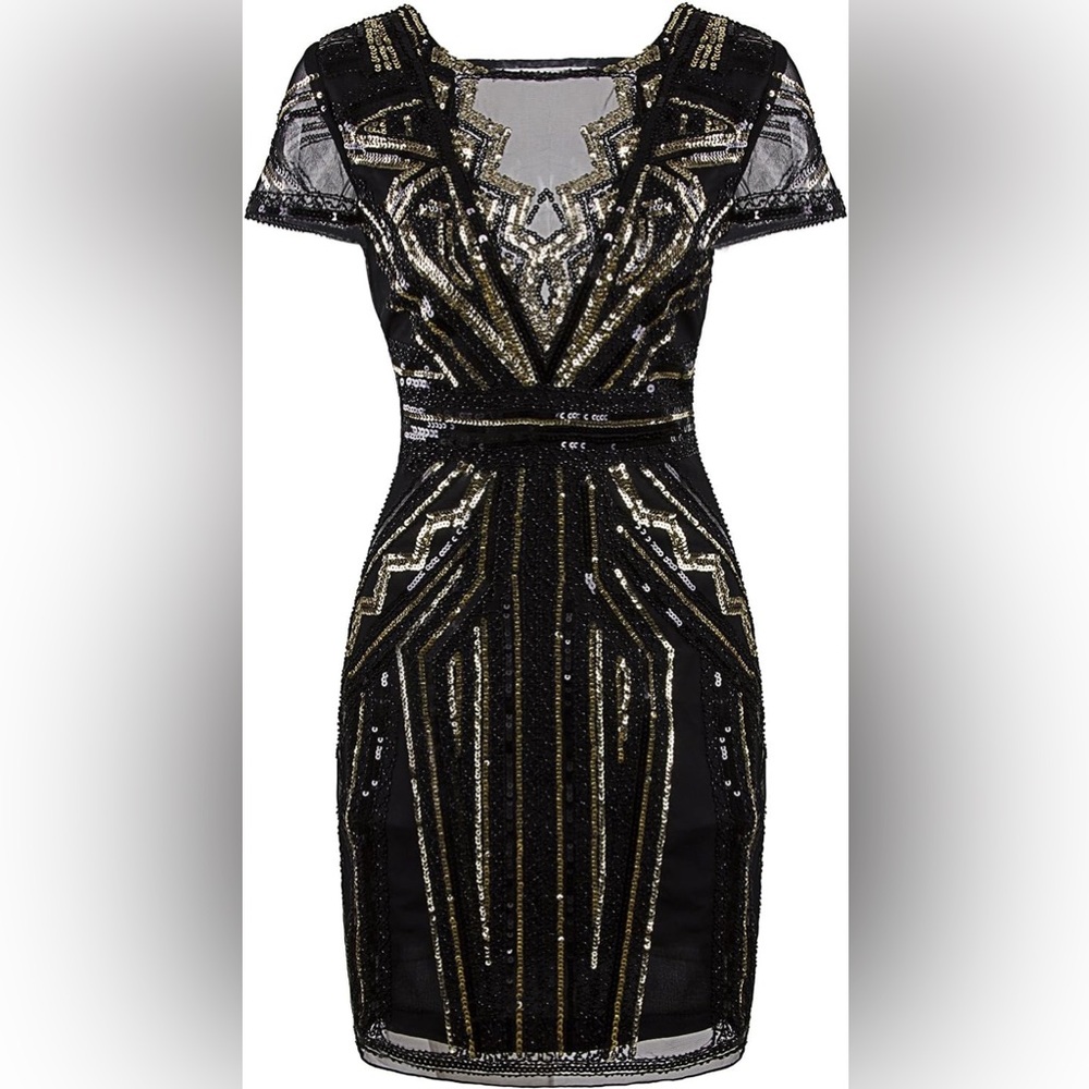 1920s Short Prom Dresses V Neck Sequins Cocktail
Flapper Dress Inspired Size S